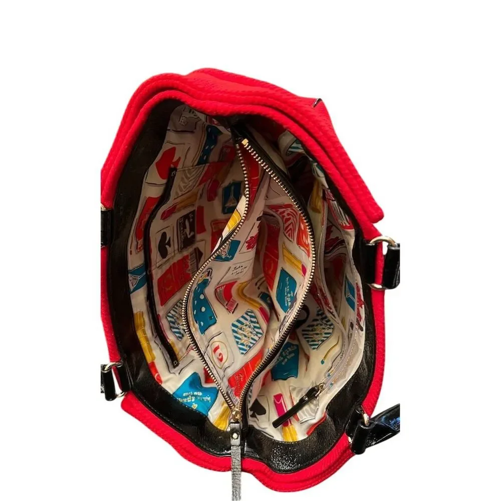 Kate Spade Red Wool Shoulder Bag Women's Handbag Gold Accents